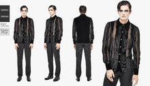 Load image into Gallery viewer, SHT063 Gothic Irregular Stripe Velvet Burnt Out Pleated Basic Style Shirts