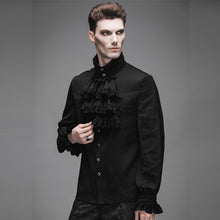 Load image into Gallery viewer, SJM126 Gothic flounce cuff men classic style black chiffon shirt with bow tie