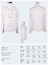 Load image into Gallery viewer, SJM127 punk wedding high collar Gothic chiffon men white shirts with bow tie