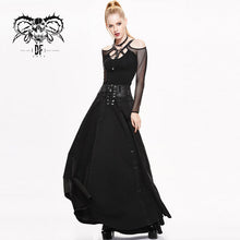 Load image into Gallery viewer, SKT017 torn multiple wearing leather waistband women punk rock black flowing long half skirt
