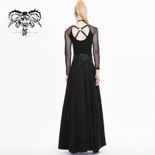 Load image into Gallery viewer, SKT017 torn multiple wearing leather waistband women punk rock black flowing long half skirt