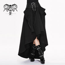 Load image into Gallery viewer, SKT017 torn multiple wearing leather waistband women punk rock black flowing long half skirt
