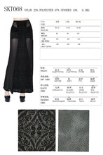 Load image into Gallery viewer, SKT068 Stretchy Gothic pattern cross shaped mesh splicing sexy ladies velvet long half skirt