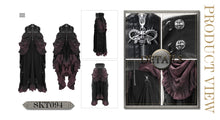Load image into Gallery viewer, SKT094 festival costume Burgundy printed drawstring faded steampunk half skirt