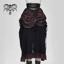 Load image into Gallery viewer, SKT094 festival costume Burgundy printed drawstring faded steampunk half skirt
