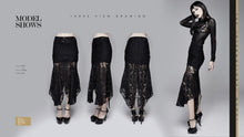 Load image into Gallery viewer, SKT097 daily life irregular hem court flocking printed mesh sexy ladies package hip fishtail skirt