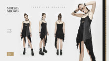 Load image into Gallery viewer, SKT103 daily asymmetrical Punk black gray torn broken holes knitted women slip dress