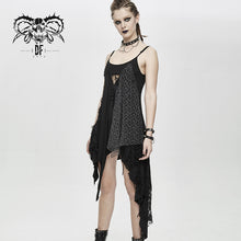 Load image into Gallery viewer, SKT103 daily asymmetrical Punk black gray torn broken holes knitted women slip dress
