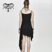 Load image into Gallery viewer, SKT103 daily asymmetrical Punk black gray torn broken holes knitted women slip dress