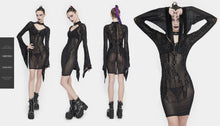 Load image into Gallery viewer, SKT104 Circuit diagram flocking printed flared sleeve dress