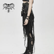 Load image into Gallery viewer, SKT105 brown asymmetry steampunk leather patchwork vintage distressed ladies belted half skirt