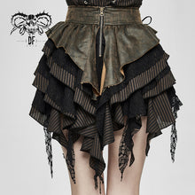Load image into Gallery viewer, SKT107 Steampunk girls multi-layer wavy edges striped short half skirt with corset