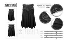 Load image into Gallery viewer, SKT108 punk metallic mist textured leather waistband dark grain pleated men kilts