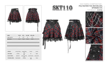 Load image into Gallery viewer, SKT110 Daily black and red young girls punk lace up Scottish plaid Tartan skirts with bag