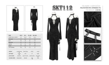 Load image into Gallery viewer, SKT112 club punk side high fork sexy ladies slim fit long dress with chocker