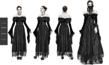Load image into Gallery viewer, SKT120 Gothic off shoulder lace pleated sexy women formal long dress with fur collar