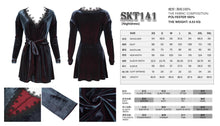 Load image into Gallery viewer, SKT141 daily life Black and red deep V neck sexy girls velvet loose lace belted dress
