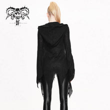 Load image into Gallery viewer, SR003 everyday wearing asymmetric knitwear zipper up black long women hooded cardigans