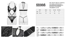Load image into Gallery viewer, SX008 punk mesh black leather spliced one-piece sexy lingerie