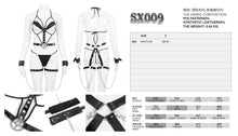 Load image into Gallery viewer, SX009 punk women Pentagram sexy belt underwear with t-back and leather handcuffs