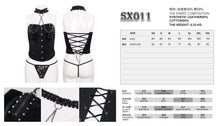 Load image into Gallery viewer, SX011 punk wild women patterned leather metallic sexy lingerie set with rivets