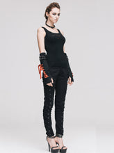 Load image into Gallery viewer, TRW105 daily life Punk style lace up stretchy black women pants