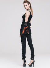 Load image into Gallery viewer, TRW105 daily life Punk style lace up stretchy black women pants