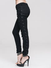 Load image into Gallery viewer, TRW105 daily life Punk style lace up stretchy black women pants