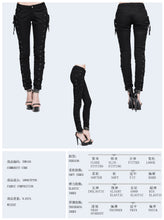 Load image into Gallery viewer, TRW105 daily life Punk style lace up stretchy black women pants