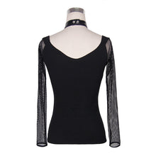 Load image into Gallery viewer, TT004 summer punk big collar bright leather chocker sexy women T-shirt with chain