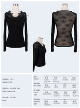 Load image into Gallery viewer, TT013 transparent spider web back mesh long sleeve punk black sexy women t-shirts