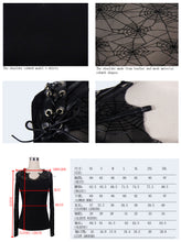 Load image into Gallery viewer, TT013 transparent spider web back mesh long sleeve punk black sexy women t-shirts