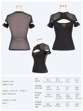 Load image into Gallery viewer, TT034 daily Summer nailed short sleeves sexy women punk rock mesh stretchy T-shirts