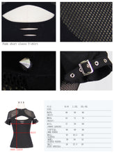 Load image into Gallery viewer, TT034 daily Summer nailed short sleeves sexy women punk rock mesh stretchy T-shirts