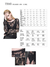 Load image into Gallery viewer, TT045 daily wear see through rose flocking big round collar sexy ladies lace T-shirt