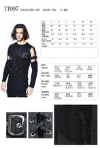 Load image into Gallery viewer, TT097 daily punk leather spliced irregular detachable sleeve lace up men T-shirt