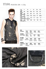 Load image into Gallery viewer, TT104 Summer tattered lace up broken line sleeveless men punk vest