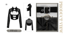 Load image into Gallery viewer, TT122 everyday summer bat collar hollow out mesh long sleeves women midriff-baring tops