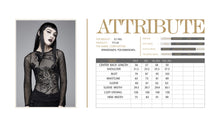 Load image into Gallery viewer, TT124 Gothic Snake flocking printed horn sleeve sexy ladies mesh T-shirt