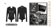 Load image into Gallery viewer, TT128 Military uniform style patent leather mesh spliced sexy ladies punk Jumpsuits