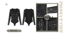 Load image into Gallery viewer, TT131 Adjustable leather loops mesh sleeves sexy women cotton punk bodysuits
