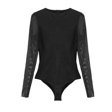 Load image into Gallery viewer, TT131 Adjustable leather loops mesh sleeves sexy women cotton punk bodysuits