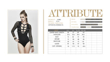 Load image into Gallery viewer, TT131 Adjustable leather loops mesh sleeves sexy women cotton punk bodysuits