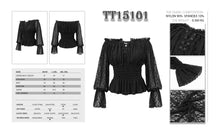 Load image into Gallery viewer, TT15101 gothic daily life off shoulder elastic waist lantern sleeve lace sexy women t-shirt