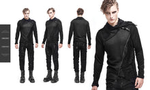 Load image into Gallery viewer, TT157 daily life men big ragged turn down collar woolen punk long sleeve shirts with zipper