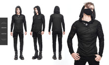 Load image into Gallery viewer, TT158 everyday wear men irregular striped patchwork punk bandage hooded top