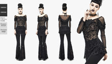 Load image into Gallery viewer, TT169 Gothic Off The Shoulder Back Swing Collar Printed Mesh T-shirt