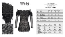 Load image into Gallery viewer, TT169 Gothic Off The Shoulder Back Swing Collar Printed Mesh T-shirt
