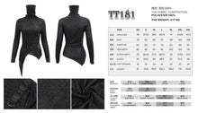 Load image into Gallery viewer, TT181 Punk high neck pleated T-shirt