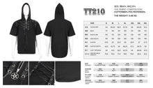 Load image into Gallery viewer, TT210 black men short sleeves shoulder string loose Hoodie